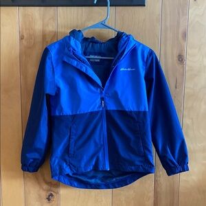 Eddie Bauer Blue Hooded Rain Jacket